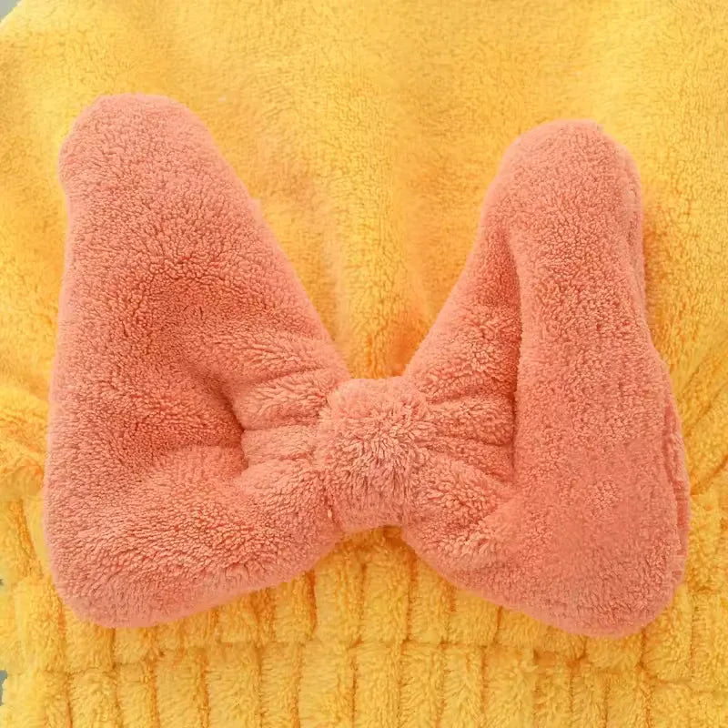 Soft Water-Absorbent Shower Cap with Stylish Bow - Clarify.pk