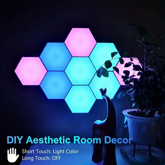 LED quantum hexagon touch sensor wall lamp for room decor