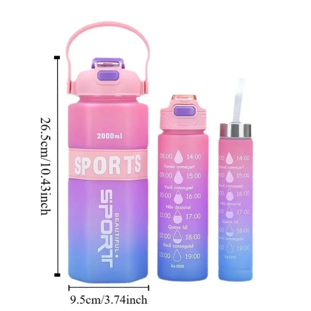 3-Piece Sports Water Bottle Set – Large Capacity Leak-Proof (Random) - Clarify.pk