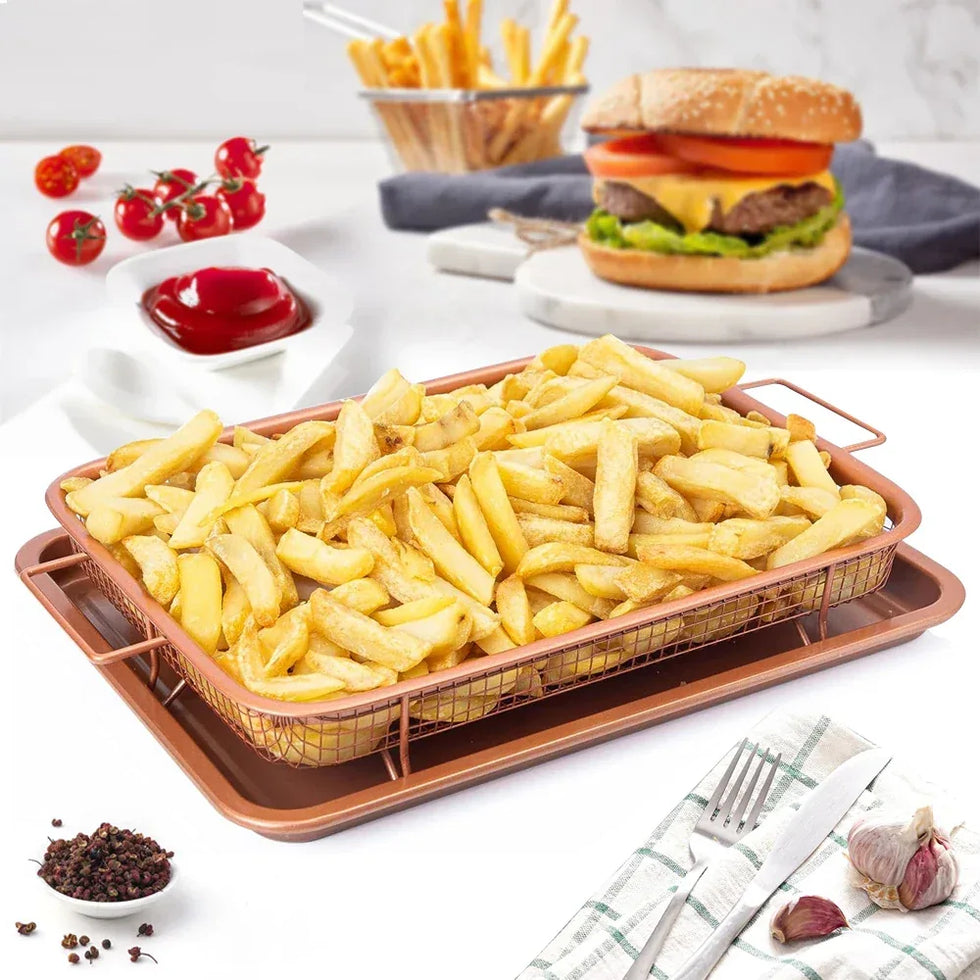 گولڈن کرسپر ٹرے - فرانسیسی فرائز اور بی بی کیو