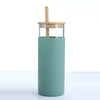 Glass Tumbler with Bamboo Lid With Random Color Cover - Clarify.pk