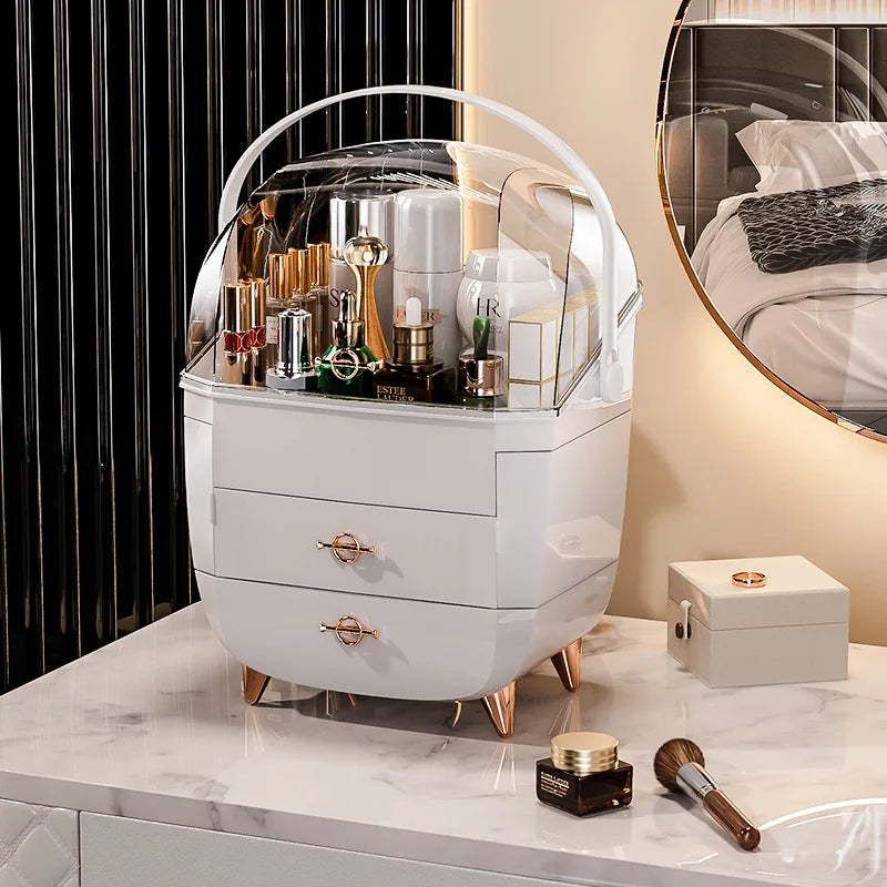 Elite Desktop Makeup Organizer – Large Capacity & Dust-Proof Protection