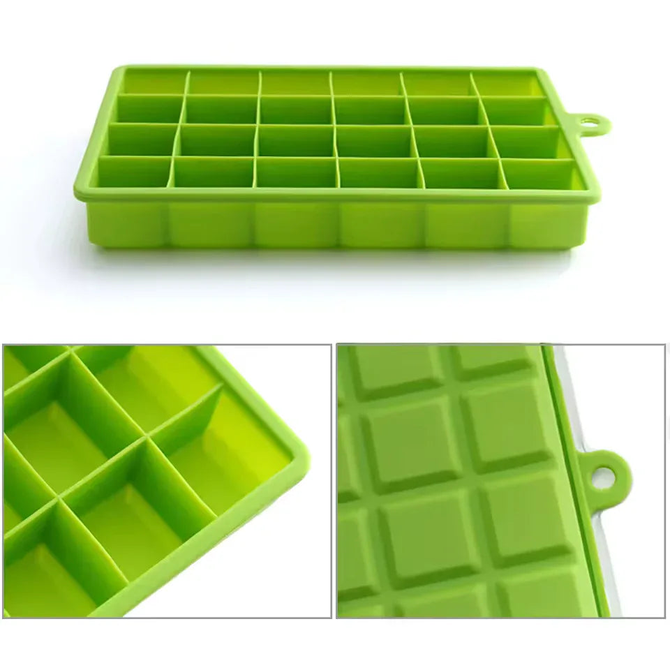 24 Grids Silicone Ice Cube Tray with Lid – Ice Mold for Drinks & Cocktails