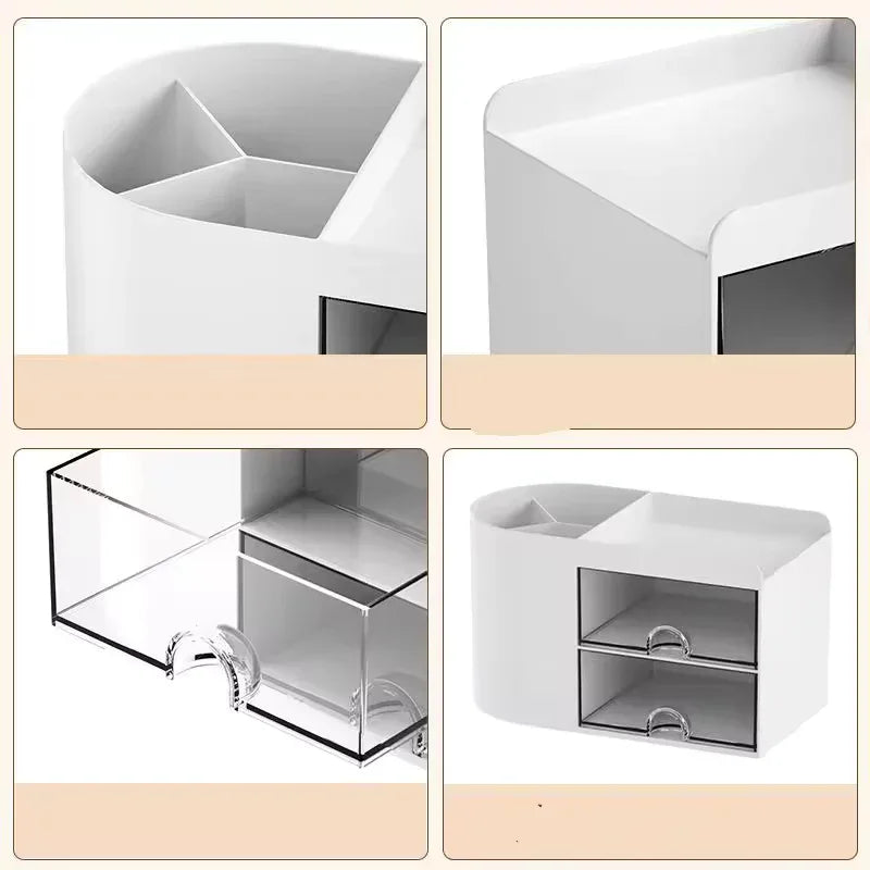 Pen holder office desktop storage box, large capacity student stationery sorting box, desk storage shelf - Clarify.pk