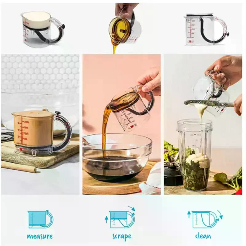 Adjustable Measuring Cup Multi-Functional Measuring Cup With Scraper-Style Seal Base Measurings Cube Cups For Cooking Kitchen