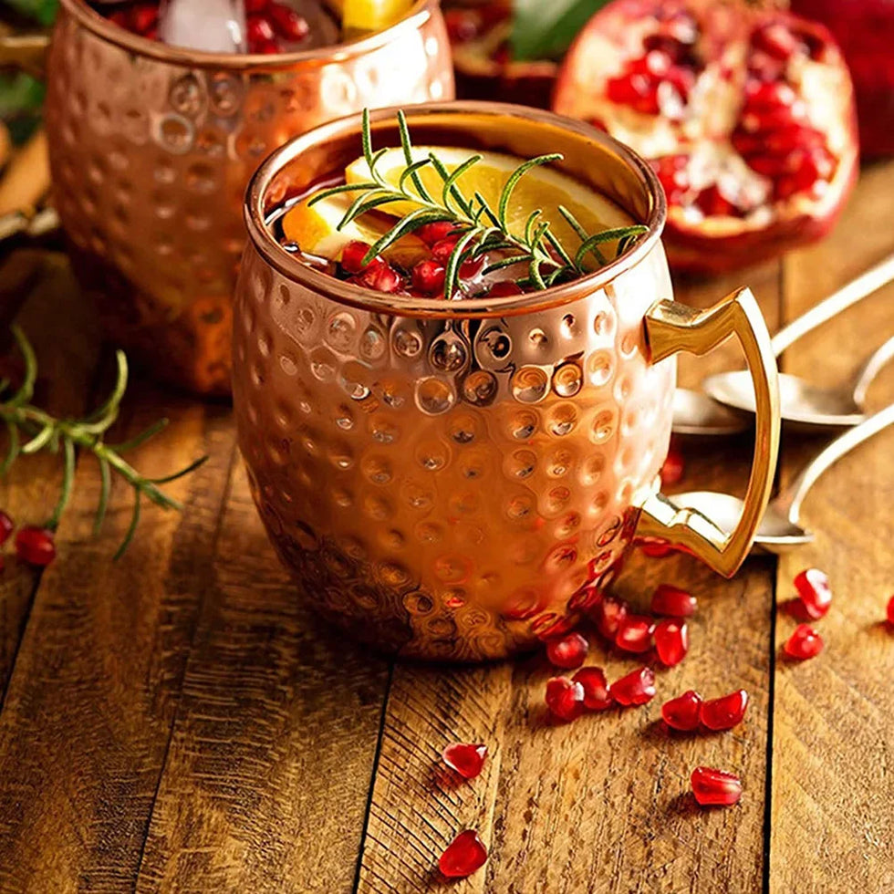 Hammered Copper Mug - Premium Moscow Mule Drinkware 450ml