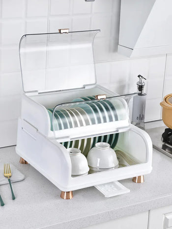Random color Kitchen Dish Storage Box, Storage Rack, Drain Rack, Household Bowl Drying Rack, Chopsticks Tableware Storage Box - Clarify.pk