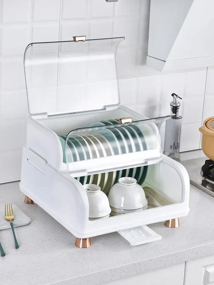 Random color Kitchen Dish Storage Box, Storage Rack, Drain Rack, Household Bowl Drying Rack, Chopsticks Tableware Storage Box