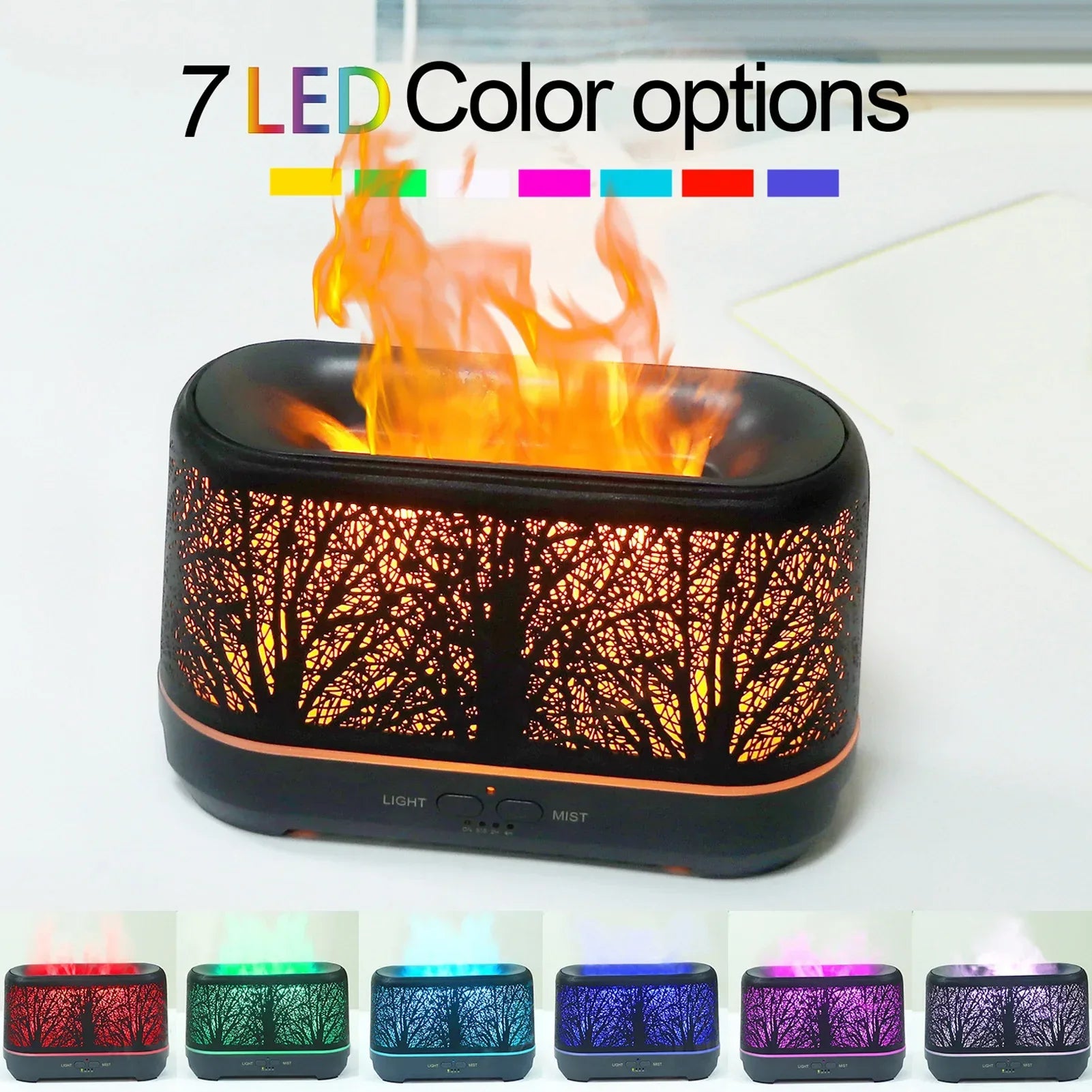 Flame Aroma Diffuser with Colorful LED Lights - Clarify.pk