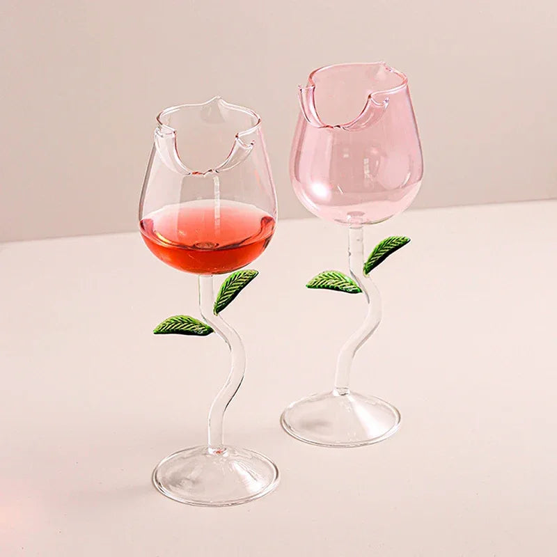 Romantic Rose Flower Juice Glass – Elegant Cocktail & Champagne Cup - Clarify.pk