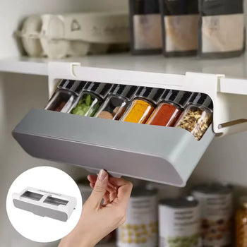 Undershelf Spice Organizer with 6 Bottles – Space-Saving Kitchen Rack - Clarify.pk