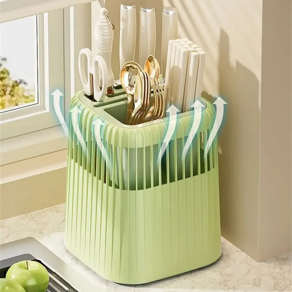 Multifunctional Kitchen Knife Rack – Drainage Cutlery Holder & Utensil Organizer - Clarify.pk
