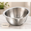 Stainless Steel Rice Washing Bowl with Built-In Strainer