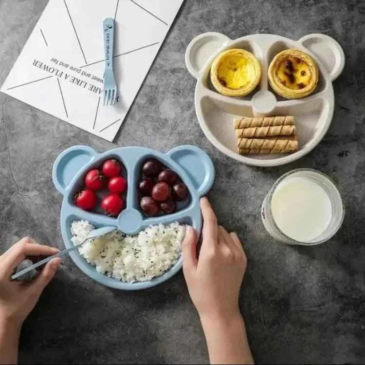 Bear Shape Plates Set - 5pcs with Matching Spoons and Forks