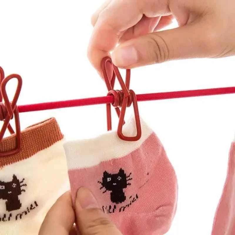 12 Clip Elastic Clothesline for Efficient Drying and Organization - Clarify.pk