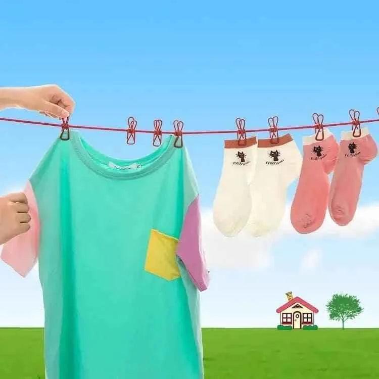12 Clip Elastic Clothesline for Efficient Drying and Organization - Clarify.pk