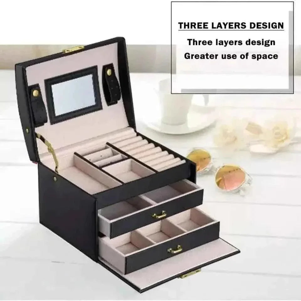 3 Layer Jewelry Organizer - Premium Elegant Design with Ample Storage - Clarify.pk