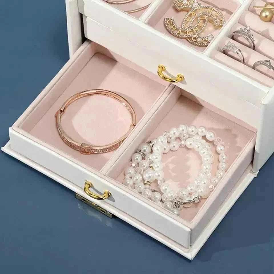 3 Layer Jewelry Organizer - Premium Elegant Design with Ample Storage - Clarify.pk
