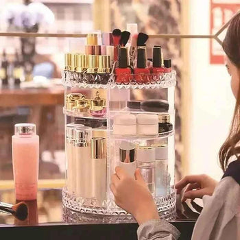 360 Rotating Makeup Organizer for Easy Access and Efficient Storage - Makeup Organizer 360 Rotating - Clarify.pk