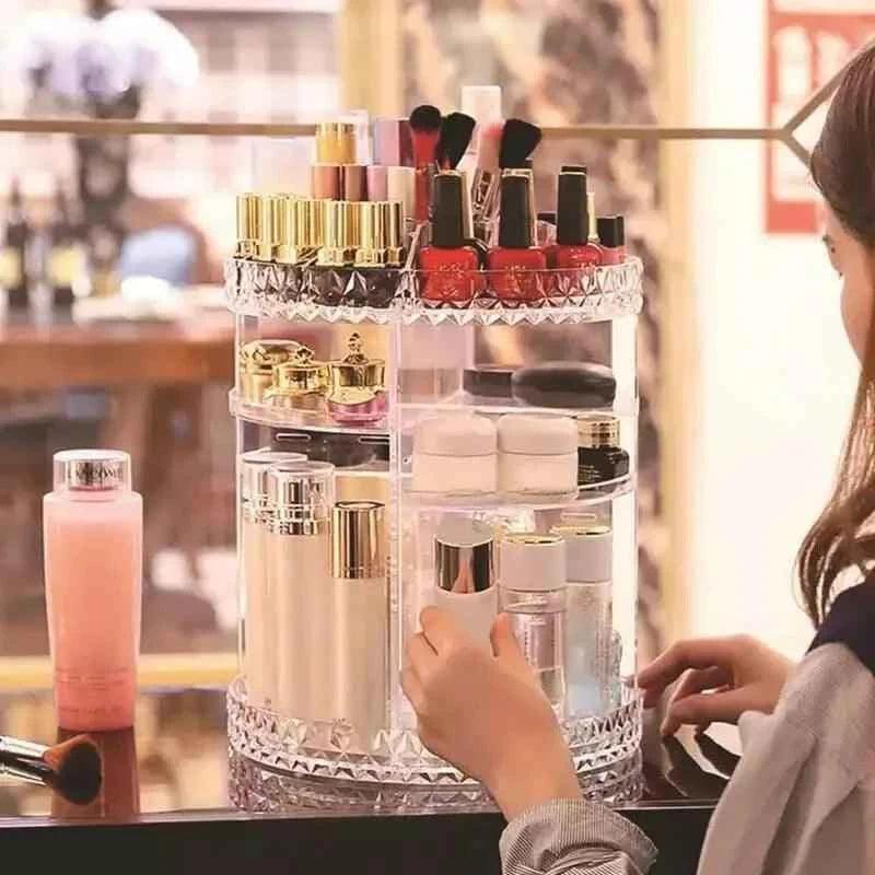 آسان رسائی اور موثر اسٹوریج کے لیے 360 گھومنے والا میک اپ آرگنائزر - میک اپ آرگنائزر 360 گھومنے والا