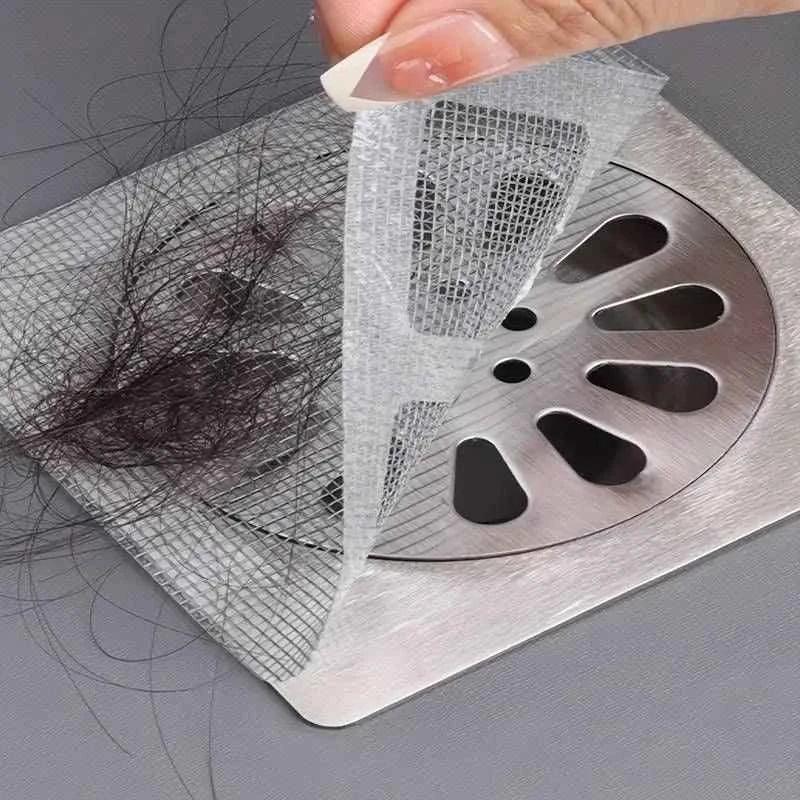 Hair Drain Catcher Sticker Disposable Mesh for Shower and Sink Drain Protection 10 Pcs set - Clarify.pk