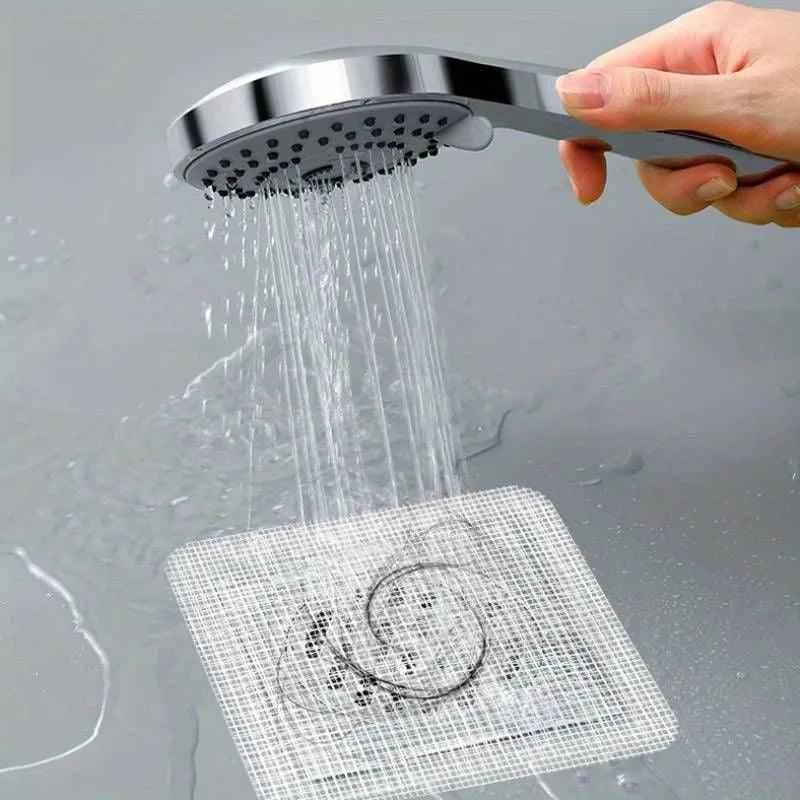 Hair Drain Catcher Sticker Disposable Mesh for Shower and Sink Drain Protection 10 Pcs set - Clarify.pk