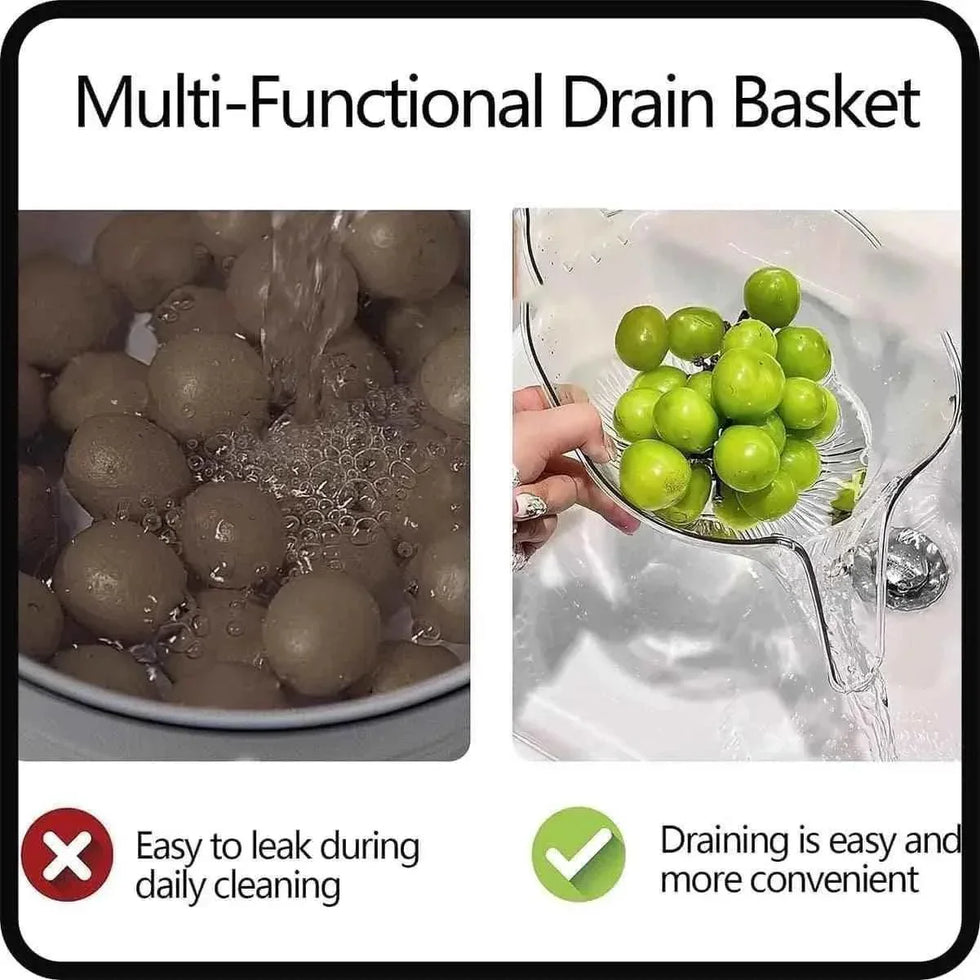 Multipurpose Kitchen Basket - Acrylic Drainage Basket for Fruits and Vegetables