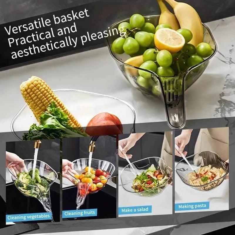 Multipurpose Kitchen Basket - Acrylic Drainage Basket for Fruits and Vegetables - Clarify.pk