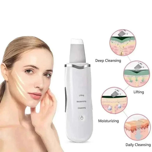 Ultrasonic Skin Scrubber for Deep Cleansing, Blackhead Extraction, and Facial Massaging - Exfoliator and Vibrating Face Cleaner with Ultrasonic Peeling - Clarify.pk