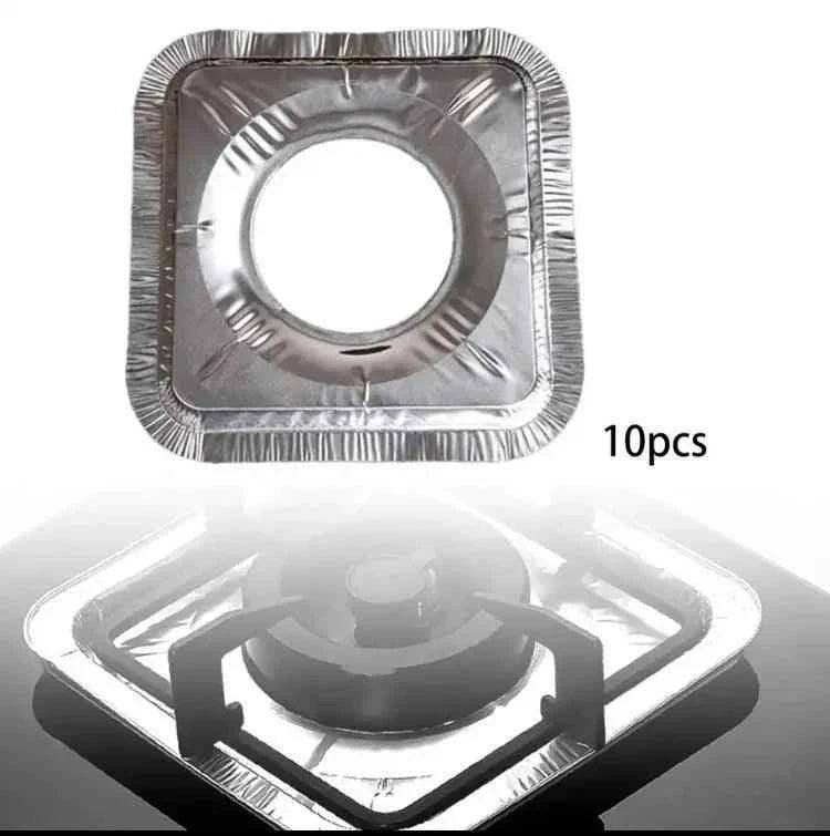 10pcs Reusable Aluminum Foil Stove Top Covers - High Temperature Resistant Burner Protectors for Easy Cleaning - Clarify.pk