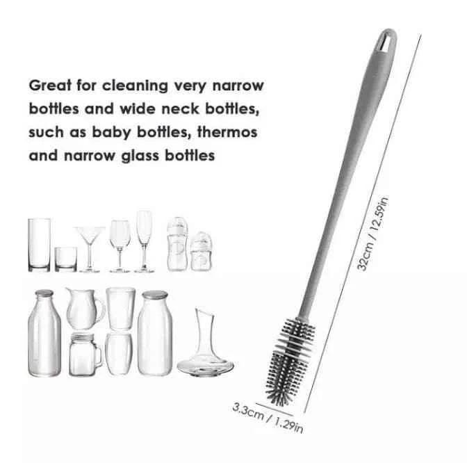 Bottle Cleaning Brush with Rubber TPR Bristles for Deep Cleaning - Clarify.pk