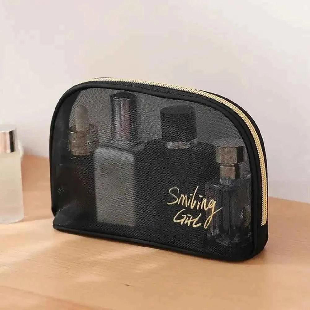 Black Mesh Makeup Bag for Travel and Organization