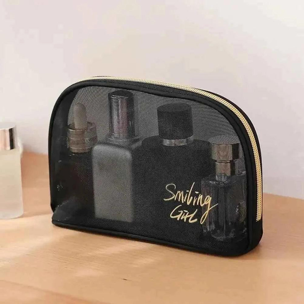 Black Mesh Makeup Bag for Travel and Organization
