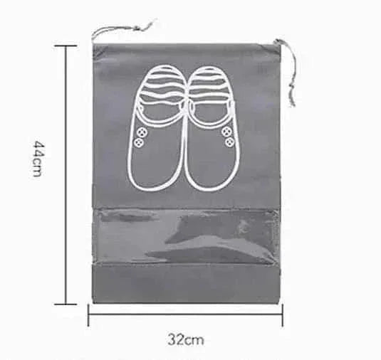 10 Travel Shoe Pouches Grey Fabric Dustproof - 10 Pieces