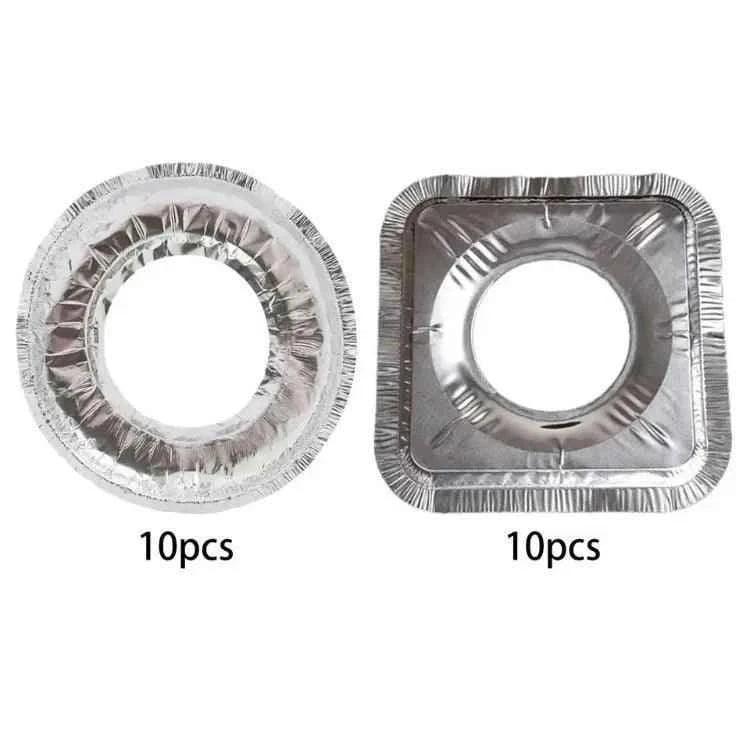10pcs Reusable Aluminum Foil Stove Top Covers - High Temperature Resistant Burner Protectors for Easy Cleaning - Clarify.pk