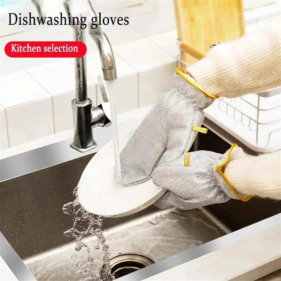 Kitchen Steel Dishwashing Gloves Pair for Ultimate Cleaning Power