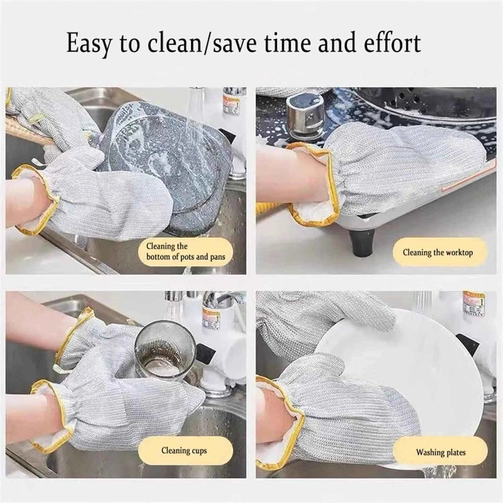 Kitchen Steel Dishwashing Gloves Pair for Ultimate Cleaning Power