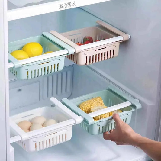 Stretchable Fridge Basket for Organized Storage and Freshness - Clarify.pk