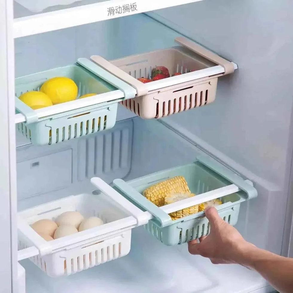 Stretchable Fridge Basket for Organized Storage and Freshness - Clarify.pk