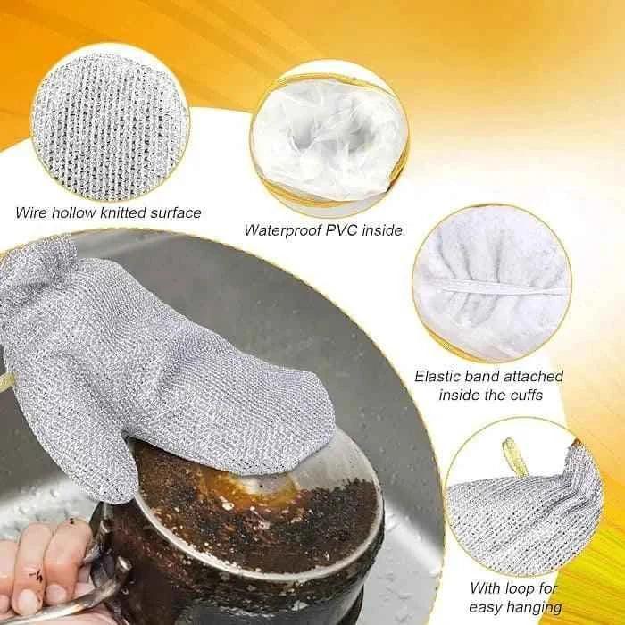 Kitchen Steel Dishwashing Gloves Pair for Ultimate Cleaning Power