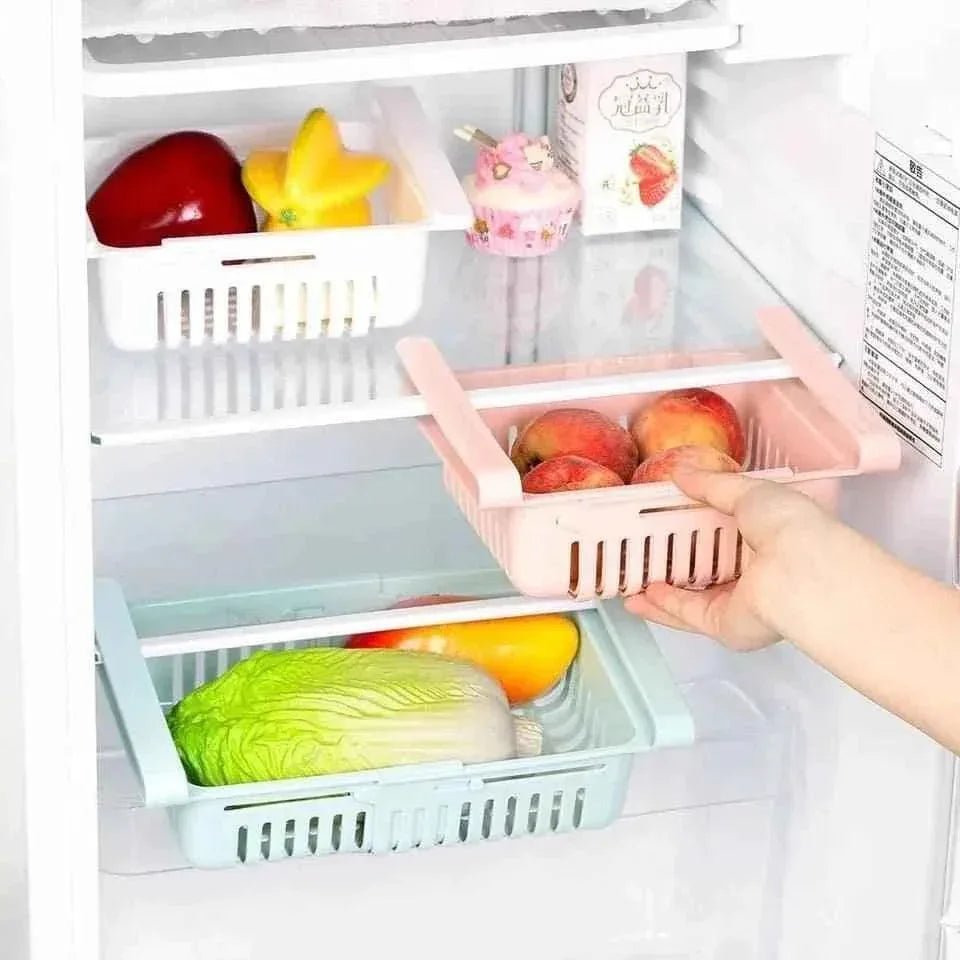 Stretchable Fridge Basket for Organized Storage and Freshness - Clarify.pk