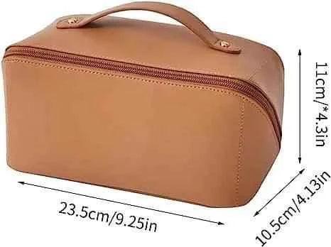 Classy Leather Cosmetic Bag, Portable Makeup Pouch for Travel