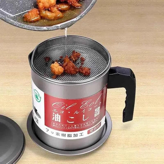 Stainless Steel Oil Filter Pot 1.4 Liter for Cooking and Frying - Clarify.pk
