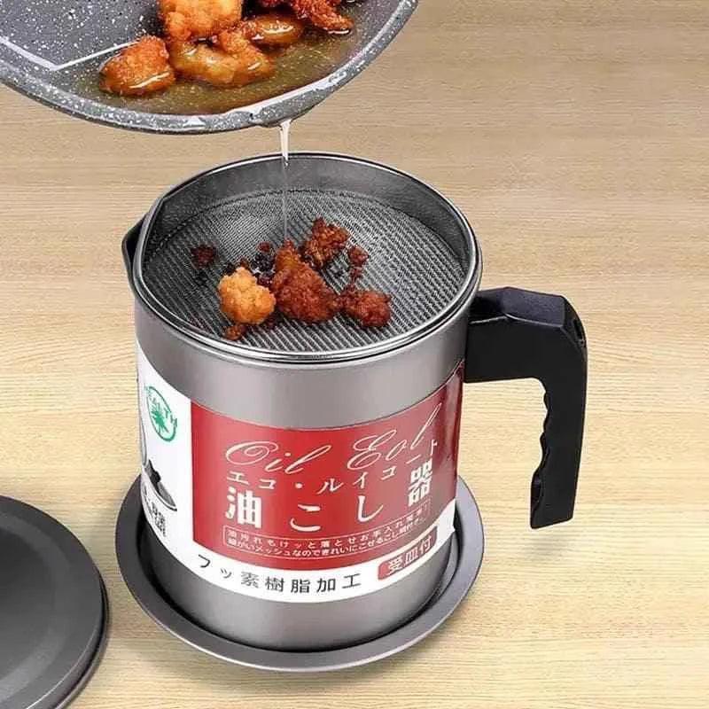 Stainless Steel Oil Filter Pot 1.4 Liter for Cooking and Frying - Clarify.pk