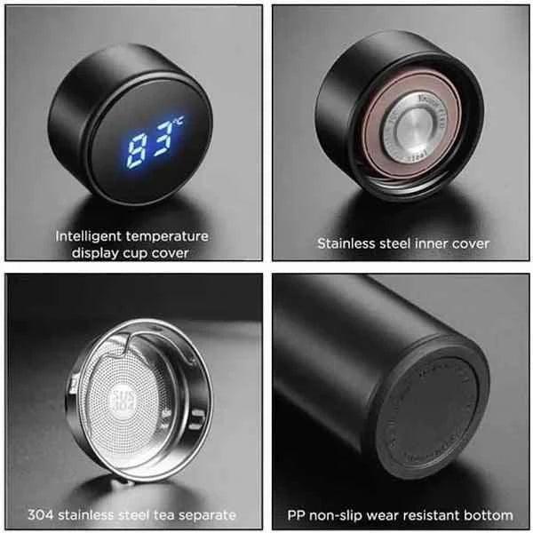 500ML LED Temperature Display Water Bottle - Stainless Steel Insulated Flask - Clarify.pk