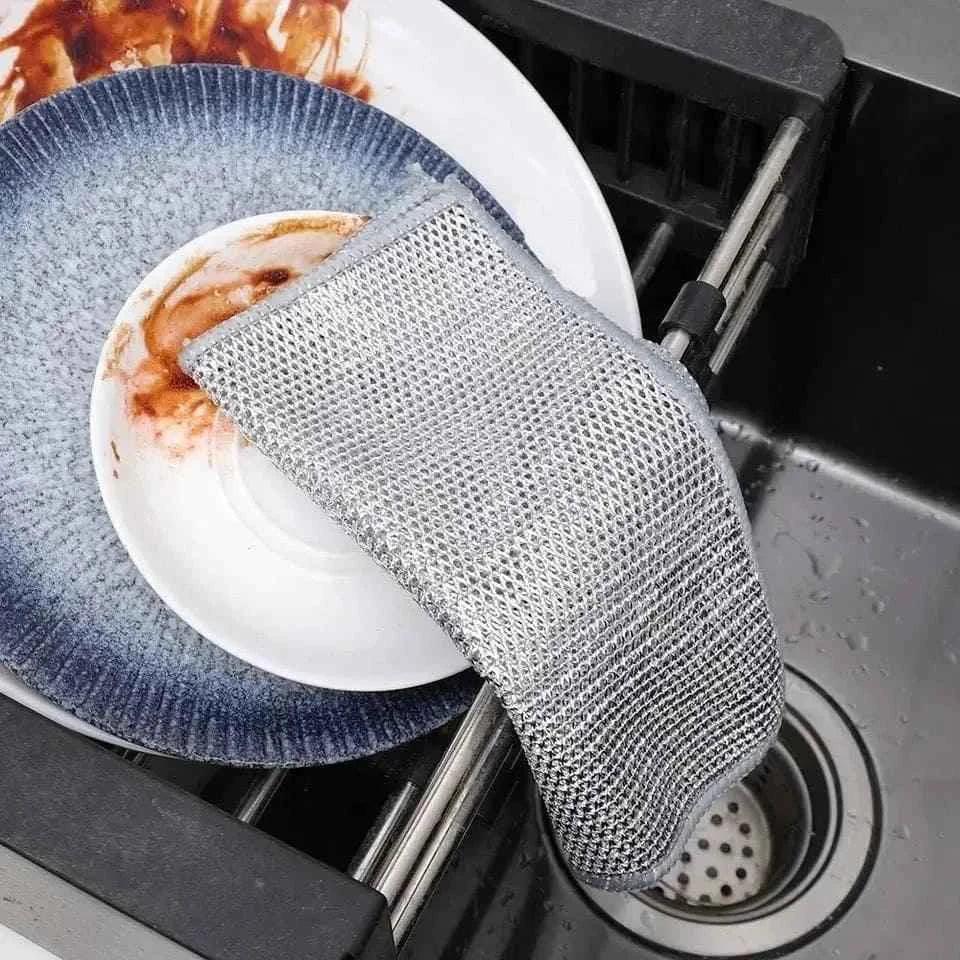 Non-Scratch Cleaning Cloth for Dishes | Durable Steel Wire Dishcloth - Clarify.pk