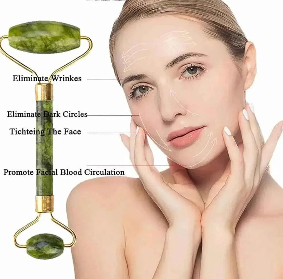 Jade Roller and Gua Sha Set for Glowing Skin Massage and Skincare