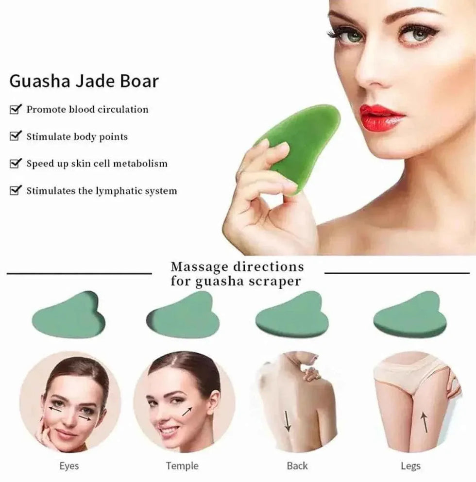 Jade Roller and Gua Sha Set for Glowing Skin Massage and Skincare