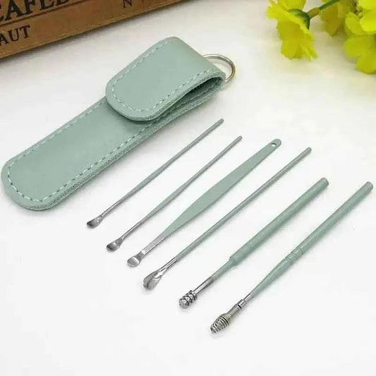 Pack of 2 Stainless Steel Ear Cleaner Tools - 6 Pieces Earpick Wax Removal Set - Clarify.pk