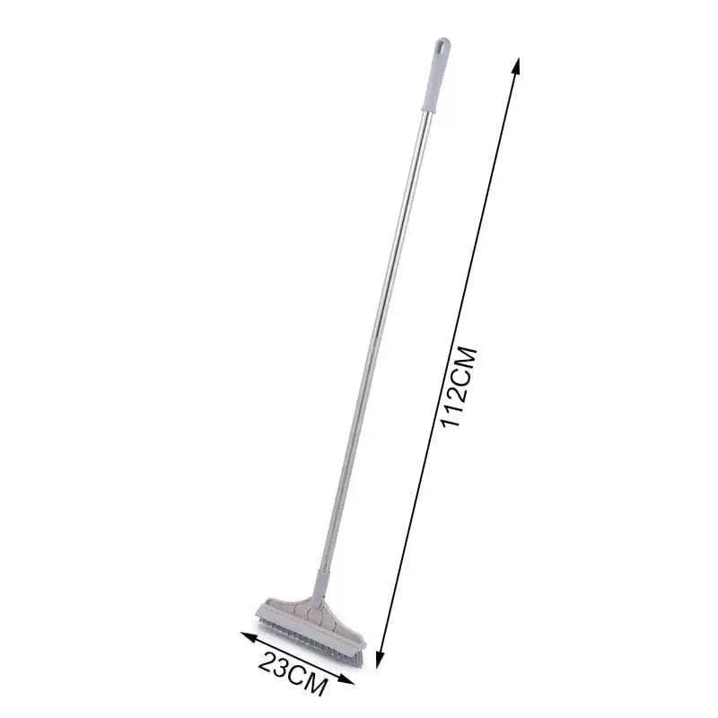 2 in 1 Floor Scrub Brush with Long Handle - Removable Squeegee Tool for Tile and Kitchen Cleaning